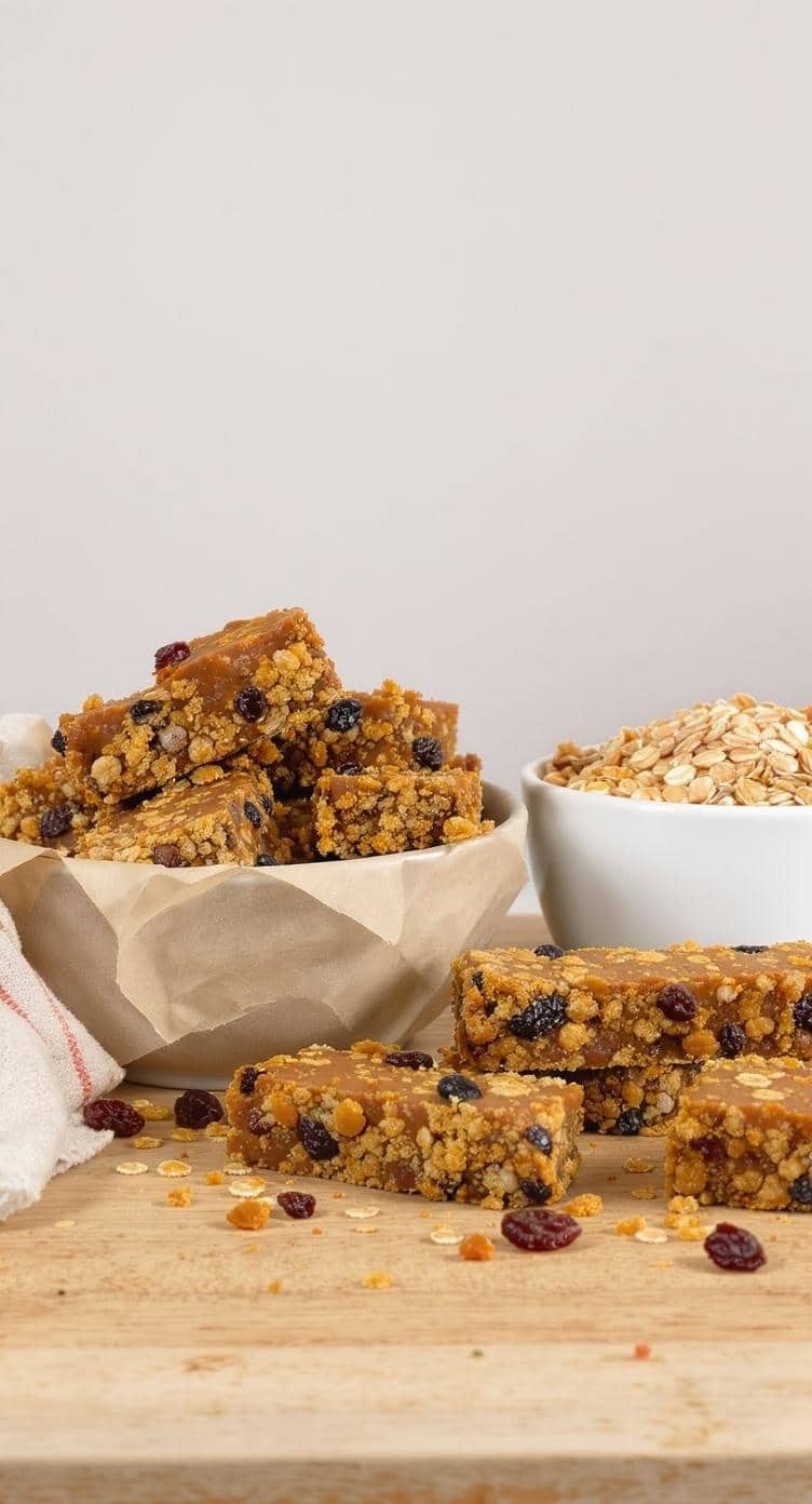 Oatmeal raisin protein bars with oats and raisins