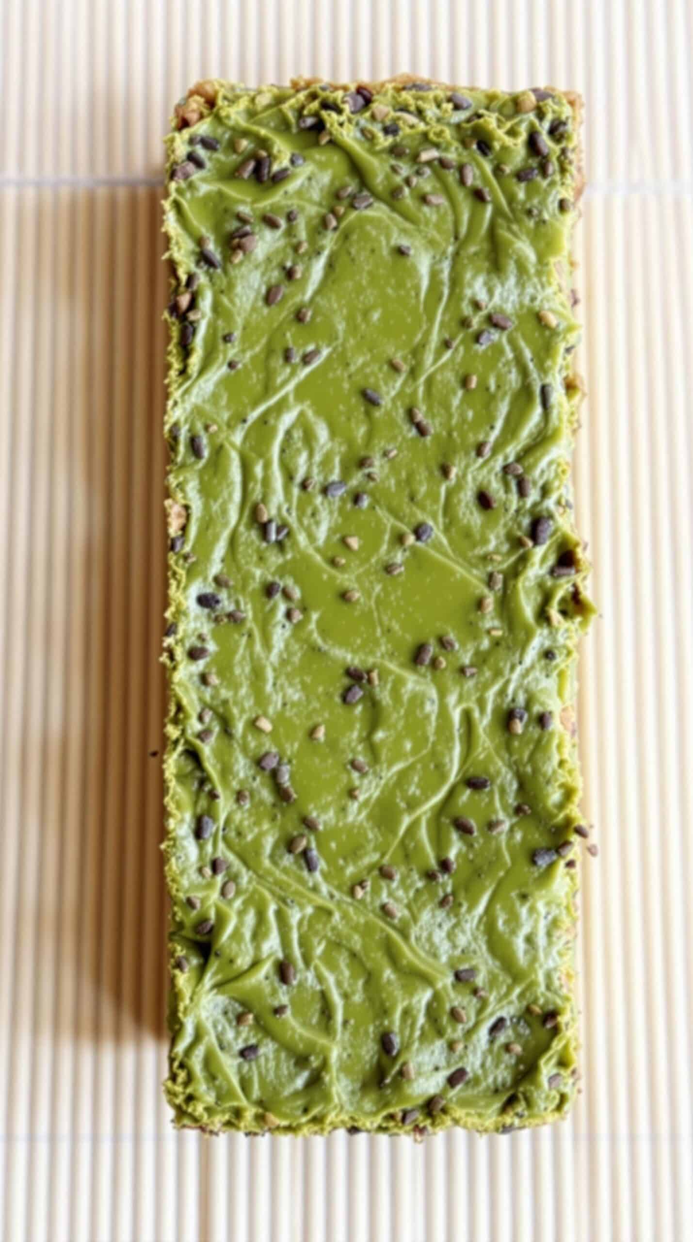Homemade matcha green tea protein bars topped with chocolate chips