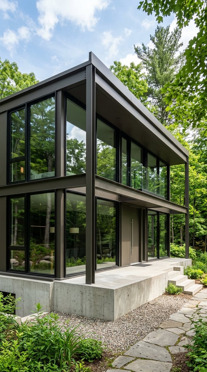 Industrial Minimalist Glass House Inspirations