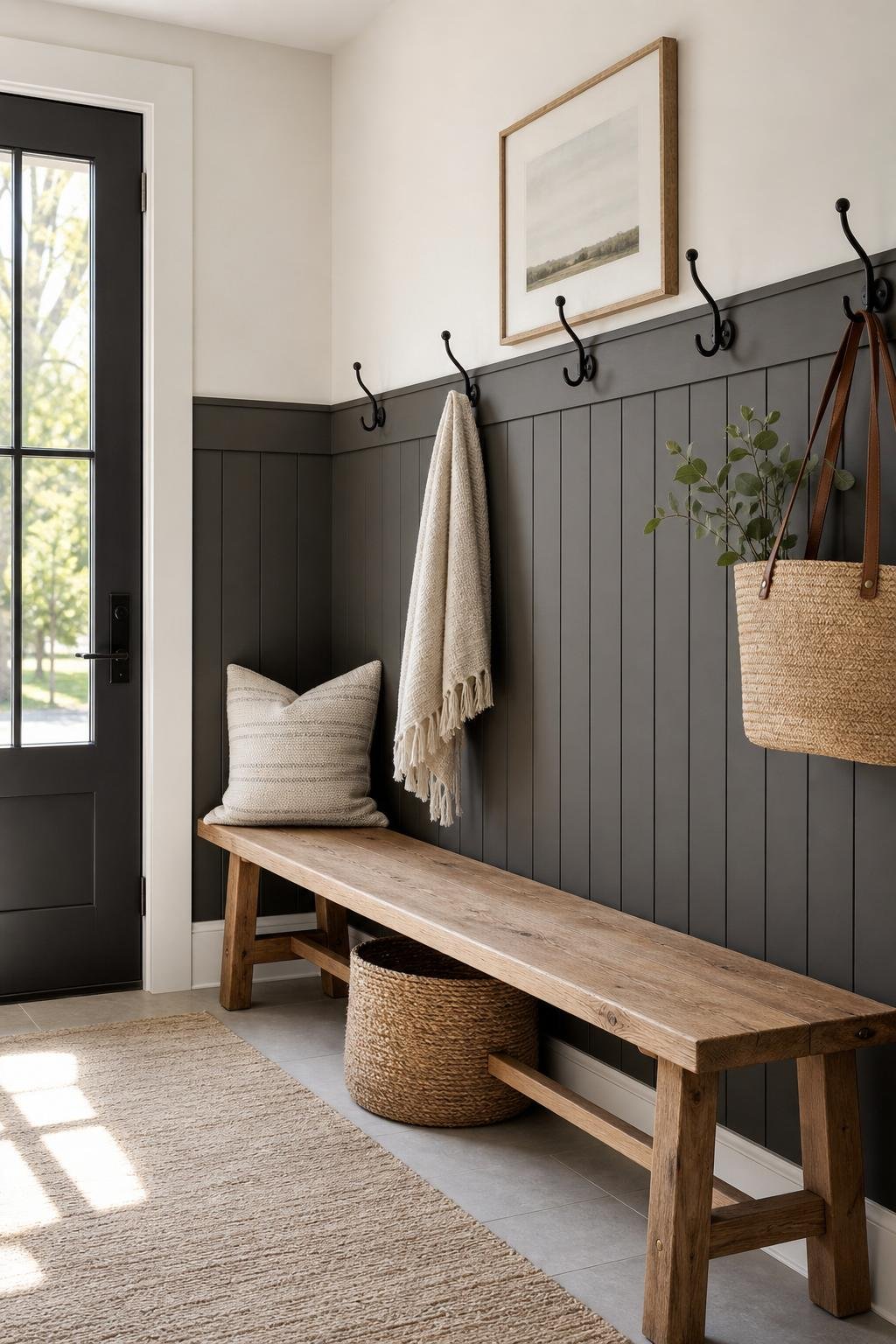 Bold Contrasts With Classic Wainscoting